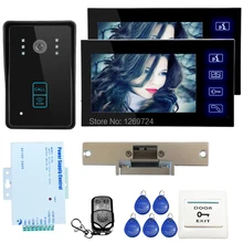 ENVÍO LIBRE 7 “Wired Home Video Intercom Teléfono de La Puerta Sistema de 2 Monitores de Cámara + NC huelga Puerta de Acceso RFID Door ELock EN STOCK