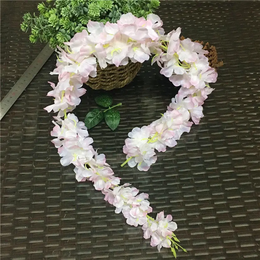 88cm Cherry blossom Vine Sakura Artificial flowers for party Wedding ceiling decoration wall Hanging rattan fleur artificielle 88cm Cherry blossom Vine Sakura Artificial flowers for party Wedding ceiling decoration wall Hanging rattan fleur artificielle