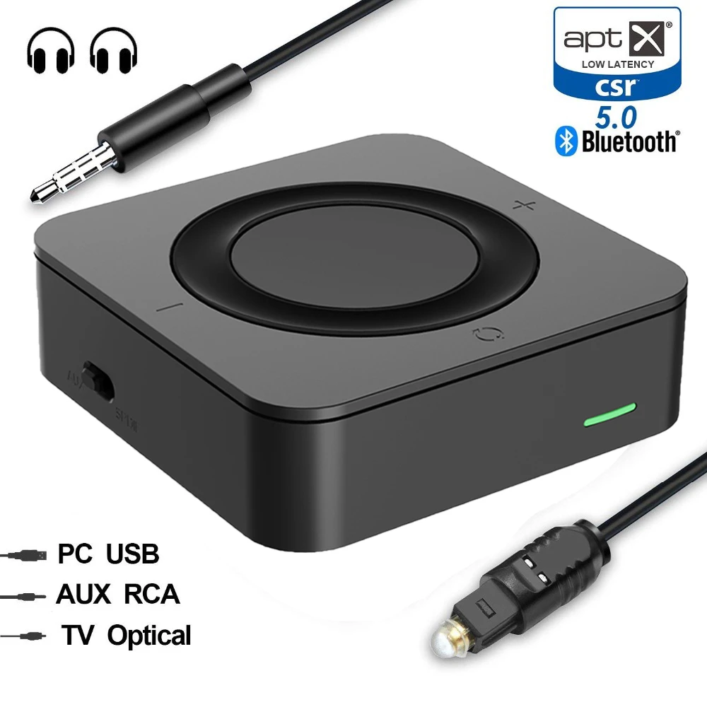 Двойное соединение портативный Bluetooth 5 0 Aptx низкая задержка оптический SPDIF Aux 3 мм