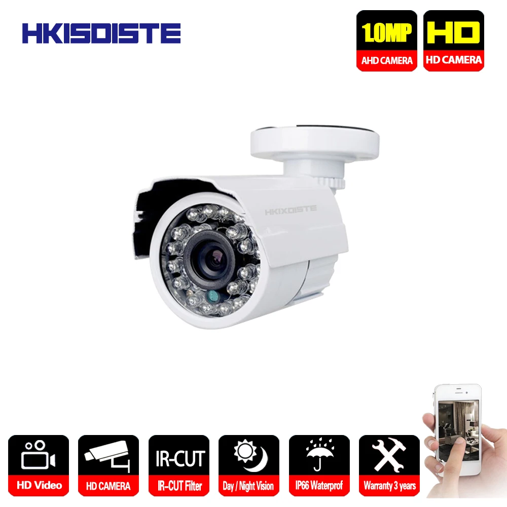 Горячая HKIXDISTE 1.0MP CCTV безопасности 720P AHD камера белая пуля водонепроницаемая IP66