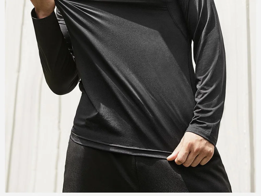 Xiaomi Uleemark Для мужчин спортивные с круглым вырезом футболка с длинными рукавами Slim fit Теплый джемпер на эластичный светоотражающий печати