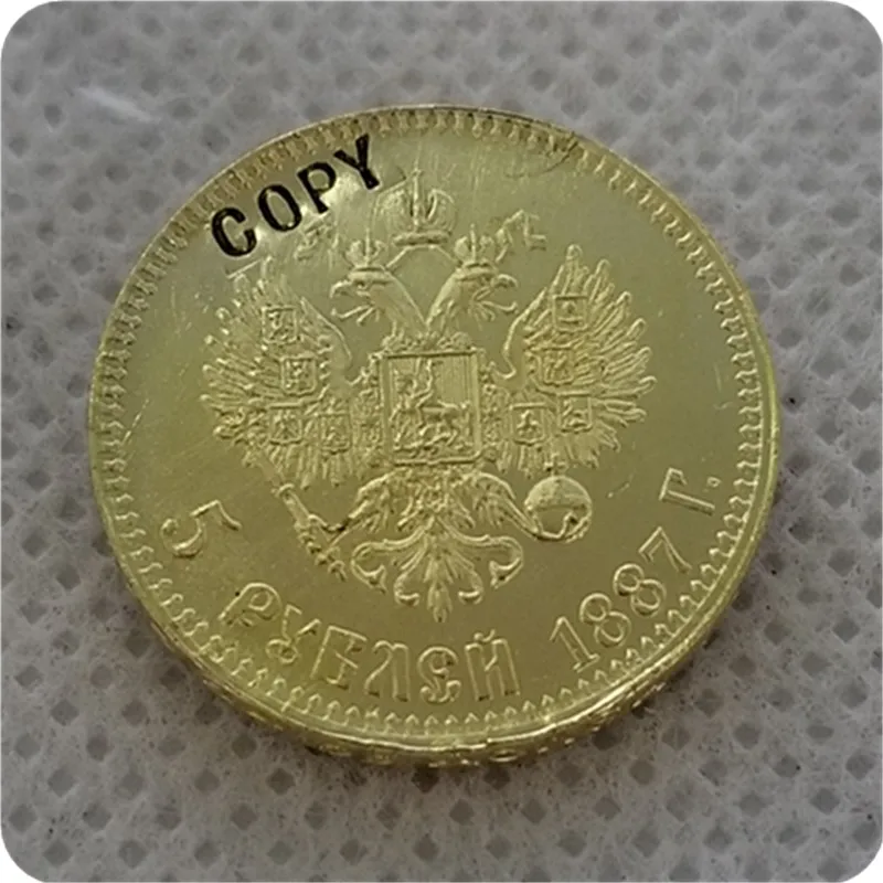 1886-1894 RUSSIA Alexander III 5 ROUBLES GOLD Copy Coin commemorative coins-replica coins medal coins collectibles - Цвет: 1887