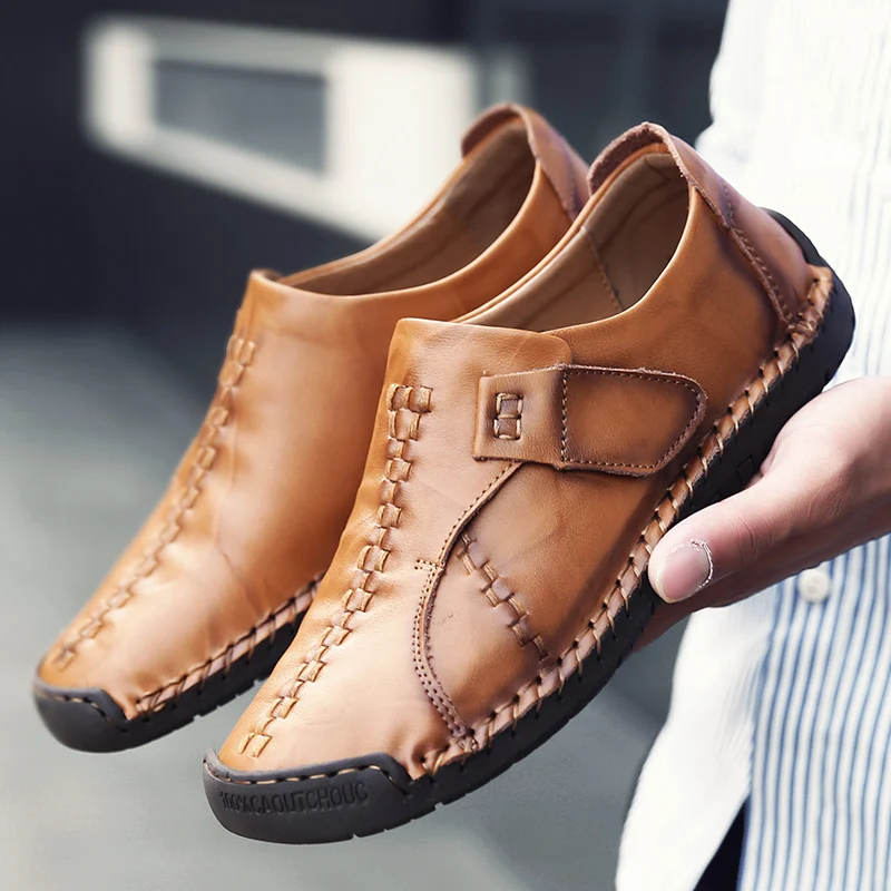 

Luxury Design Sneakers Men Genuine Leather Shoes Flat Slip On Loafers High Quality Casual Shoes Men Moccasins Male footwear