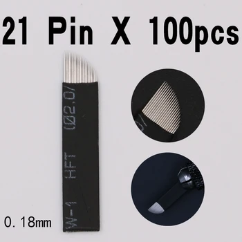 

100 PCS black 21 Pin Manual Eyebrow Tattoo Needles Blade For 3D Embroidery Microblading Tattoo Pen Permanent Makeup