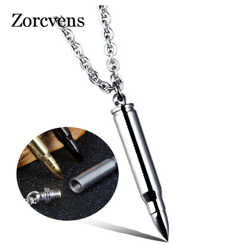 

LETAPI Can Open Bullet Pendant for Men Necklace 20" Chain Stainless Steel Vintage Three Color Stylish Male Jewelry