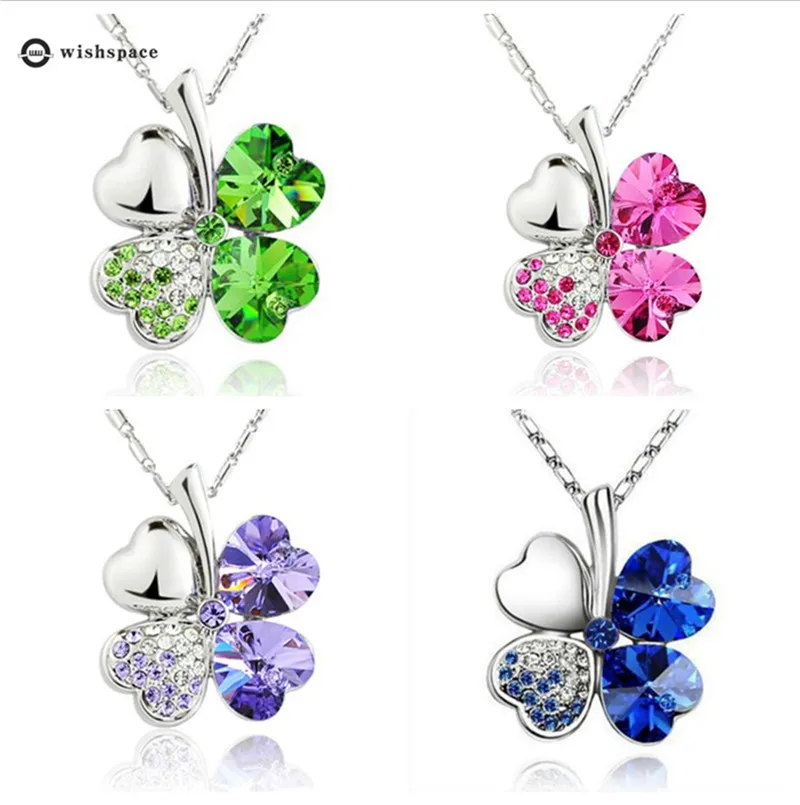 

European and American popular fine alloy set auger brief paragraph woman pop a clover necklace jewelry