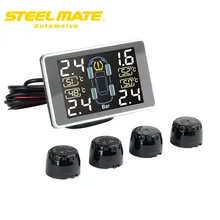 Steelmate TP-11 автосигнализации шин Давление мониторинга Системы с разноцветными ЖК-дисплей Дисплей 4 Клапан-Cap Датчики