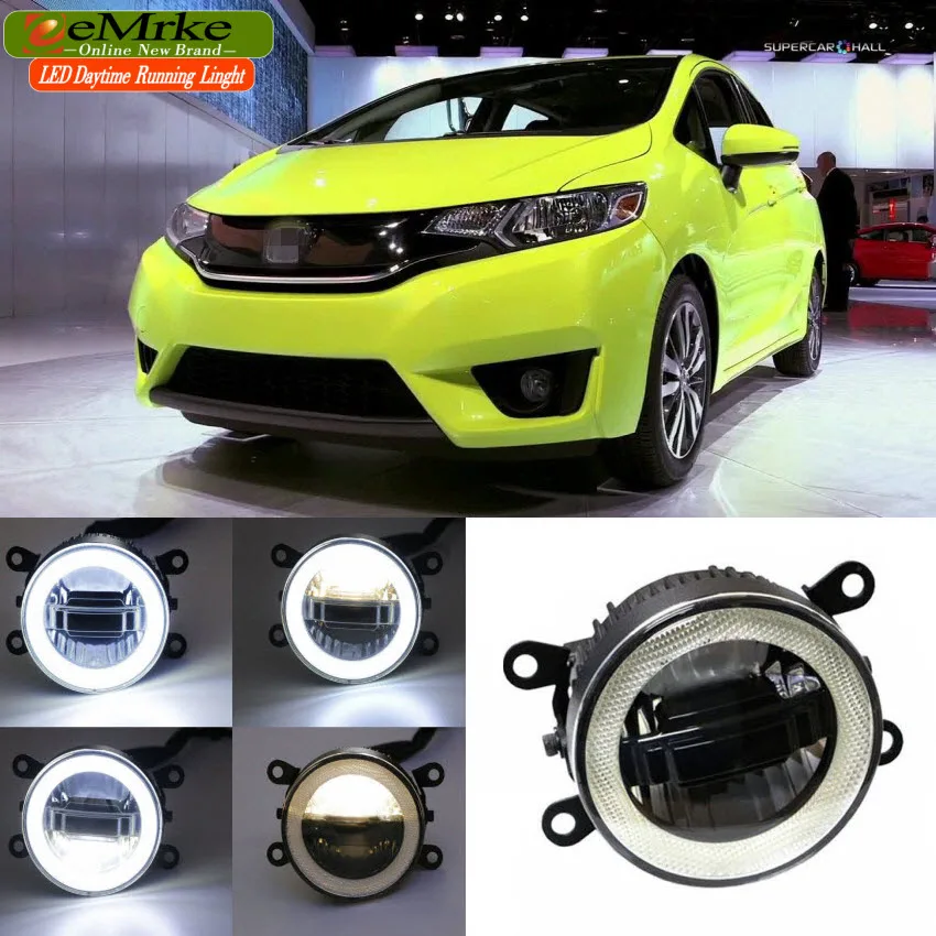 Автомобильный Стайлинг EEMRKE для Honda Jazz Fit GK5 2013 up 3 в 1 светодиодный противотуманный
