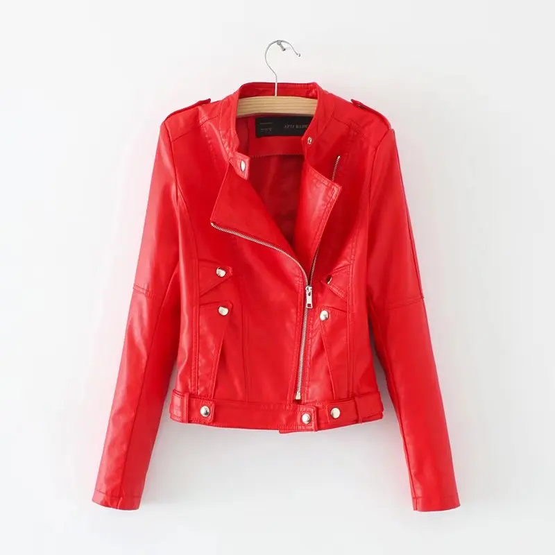 Motorcycle Leather Jacket Women's clothing Slim Leather