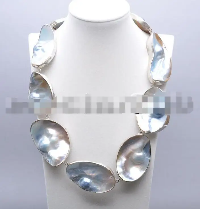 

Hot selling free shipping******* HUGE REAL 25" 60mm gray south sea mabe pearl NECKLACE SILVER