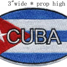 Флаг Куба овальная вышивка патч " Широкая /красный цвет/одна звезда/Овальный