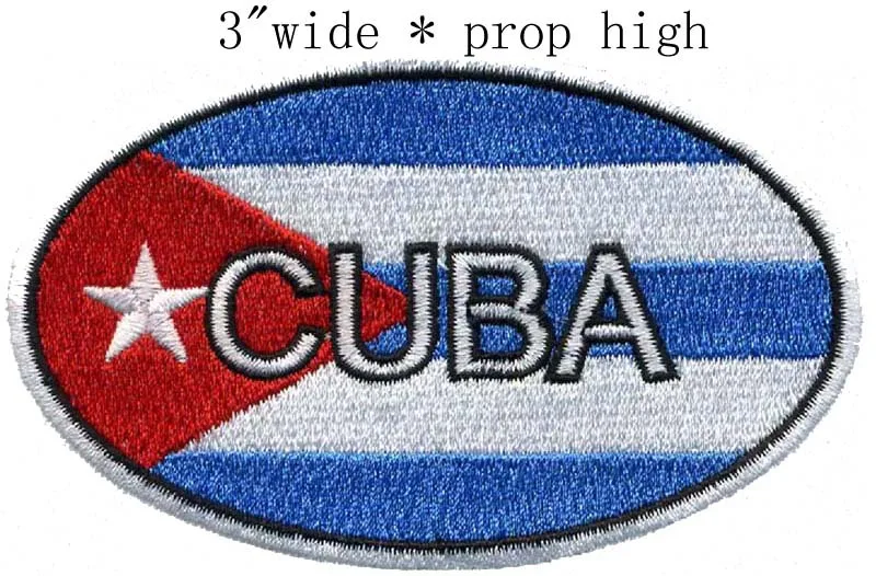 Cuba Flag овальная вышивка патч 3 &quotширокий доставка/красный цвет/одна