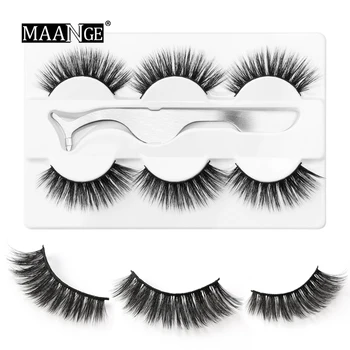 

MAANGE 3 pairs Eyelashes 3D Mink Lashes natural handmade volume soft lashes long eyelash extension real mink eyelash for makeup