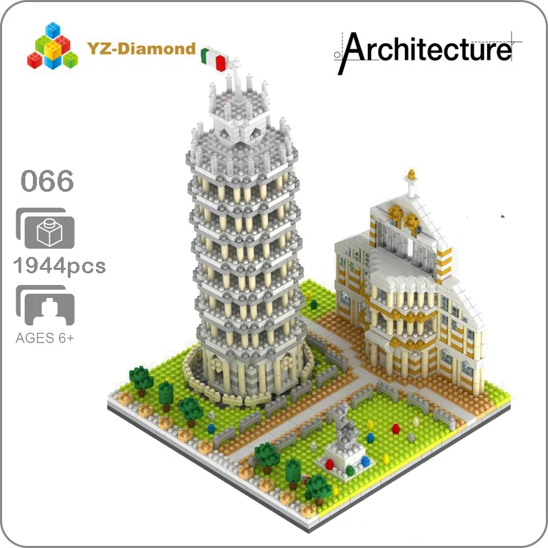 

YZ 066 World Famous Architecture Leaning Tower of Pisa 3D Model Mini DIY Diamond Building Blocks Bricks Assembly Toy Gift