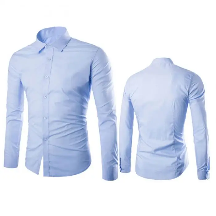 Spring Autumn Men Shirt Long Sleeve Solid Color Easy-care Anti Crease Man Casual Shirts M-3XL GDD99