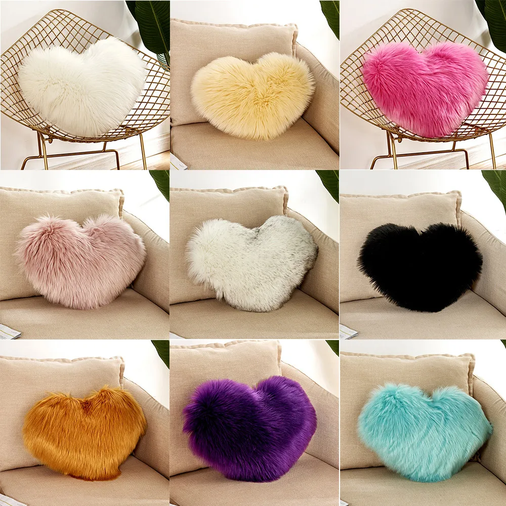 

2019 Heart Shaped Throw Pillow Case Plush Pillow Cover Gift Home Sofa Decoration Funda Cojin Cojines Pillowcases Cushion Cover