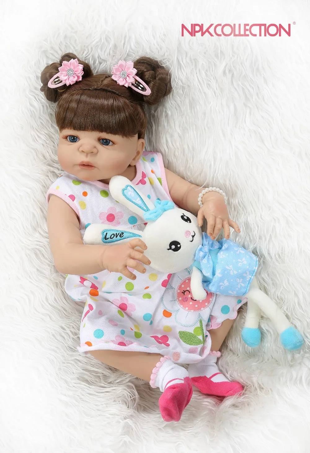 

NPKCOLLECTION 56CM baby girl in tan skin full body silicone Bath toy lol dolls bath toy bebe doll reborn baby