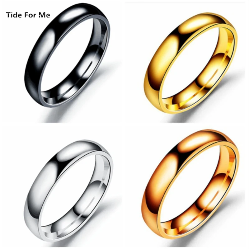 

hot rose gold/silver/black color rings for women & men stainless steel trendy engagement wedding ring couple fashion Jewelry