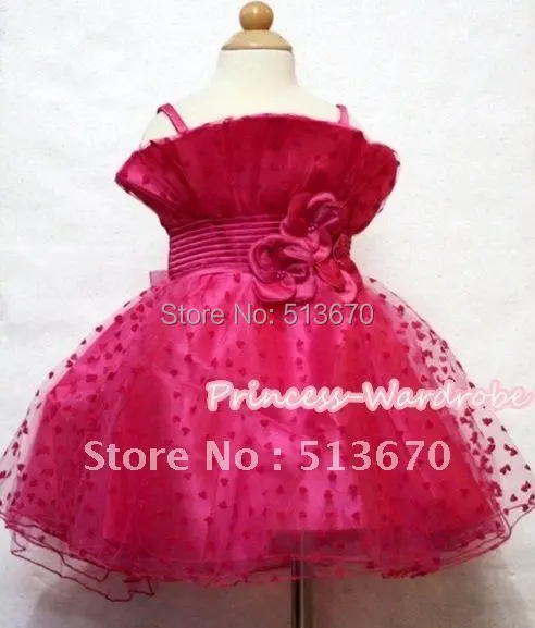 

Hot Pink Oblique Front Top with Little Heart Wedding Party Dress MAPD007
