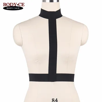 

Womens Sexy Body Harness Waist and Neck Belts Black Bondage Lingerie Elastic Cage Bra Strappy Tops Goth Fetish Exotic Underwear
