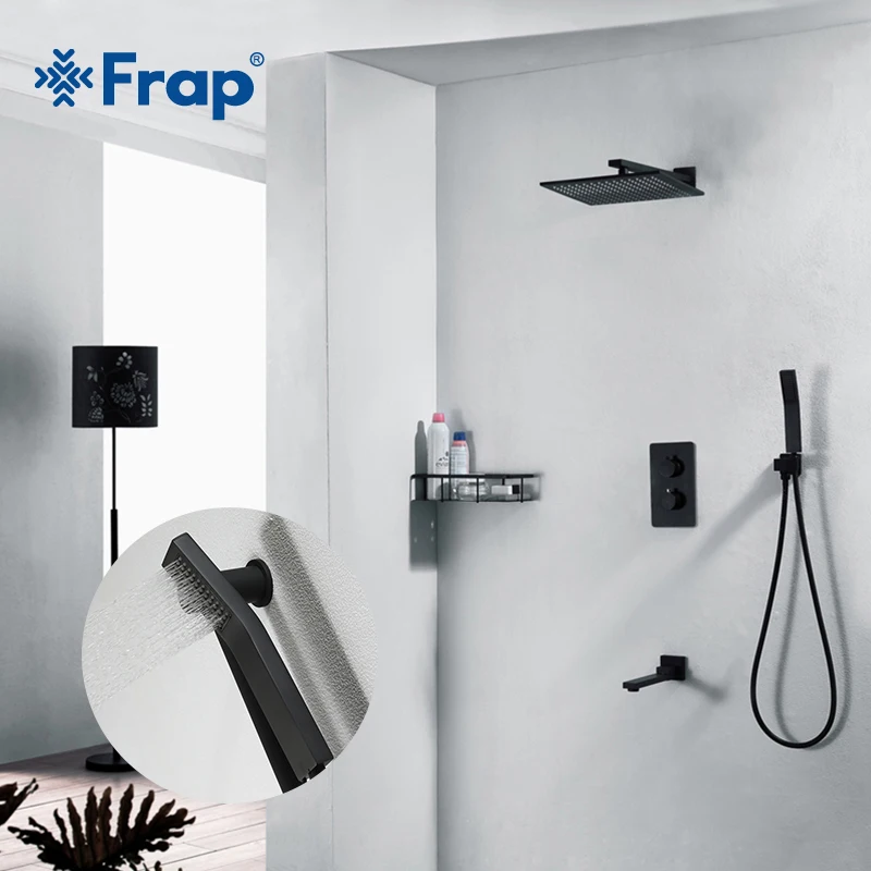 Смеситель для ванны Frap черный скрытый смеситель душа смесители наборы ванной