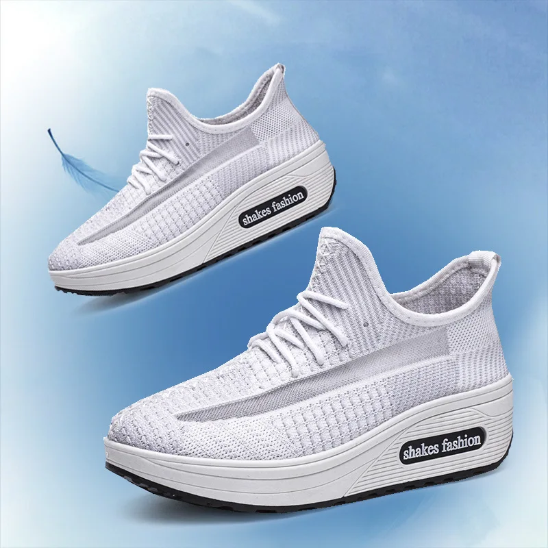

summer new thick-soled platform sports shoes air mesh breathable Rocking shoes women's shoes casual walking shoes