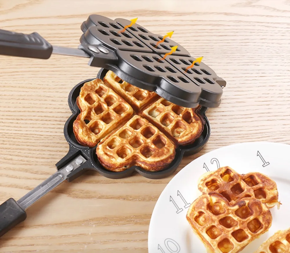  DIY Heart Shape Non-stick Metal Waffle Maker Mould Cake Baking Pan Kitchen Baking Tool Waffle Mold  - 32901986058