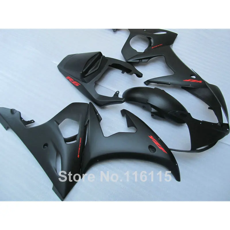 100% новый комплект обтекателей для YAMAHA R6 2003 2004 2005 все матовые черные пластиковые Обтекатели набор YZF 03 04 05