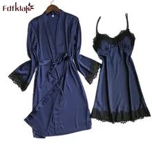 Fdfklak сезон: весна–лето пижама из искусственного шелка, пикантный Халат Банные халаты для женщин женские одеяния/халат комплекты халат женский шелковая ночная рубашка халаты Q559