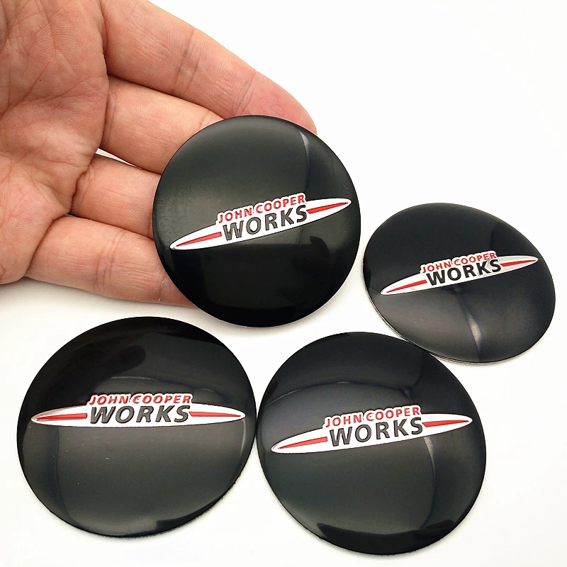 

4pcs 56.5mm For John Cooper Works logo aluminum car emblem Wheel Center Hub sticker Rim badge For Mini Cooper Car styling