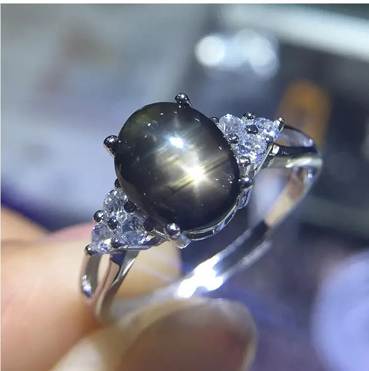 Natural real blue sapphire ring 925 sterling silver Fine handworked jewelry Finger rings Gem Size 7*9mm