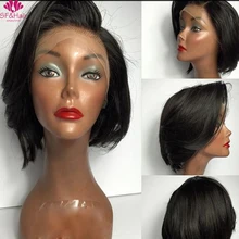 SF 8A Full Lace Human Hair Wigs Brazilian Virgin Hair Straight Short Bob Wig Black Women Glueless Lace Front Wigs With Baby Hair