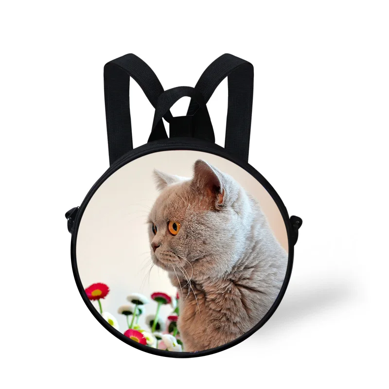 Британская короткошерстная кошка Мода сумка-часы мини для девочек и мальчиков круглый сумка Симпатичные часы печати Для женщин плеча Sac
