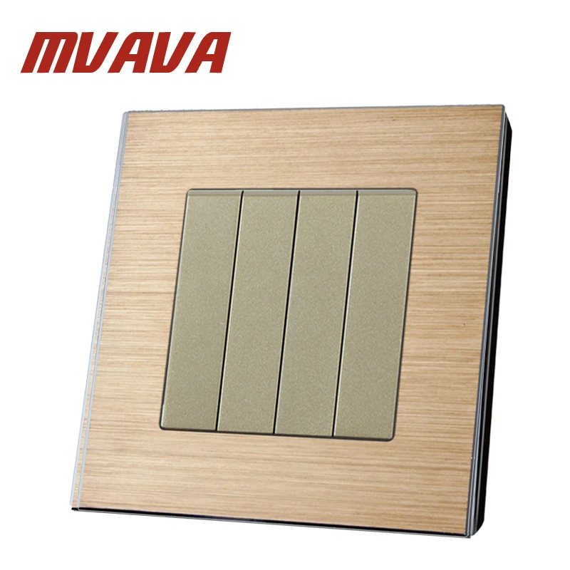 MVAVA Satin Aluminium Series Wall Switch 4 Gang 2 Way Light Switch