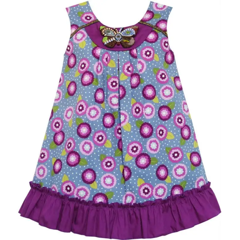 Sunny Fashion платья для девочек Цветок Девушка Платье Хлопок Цветочный украшенный