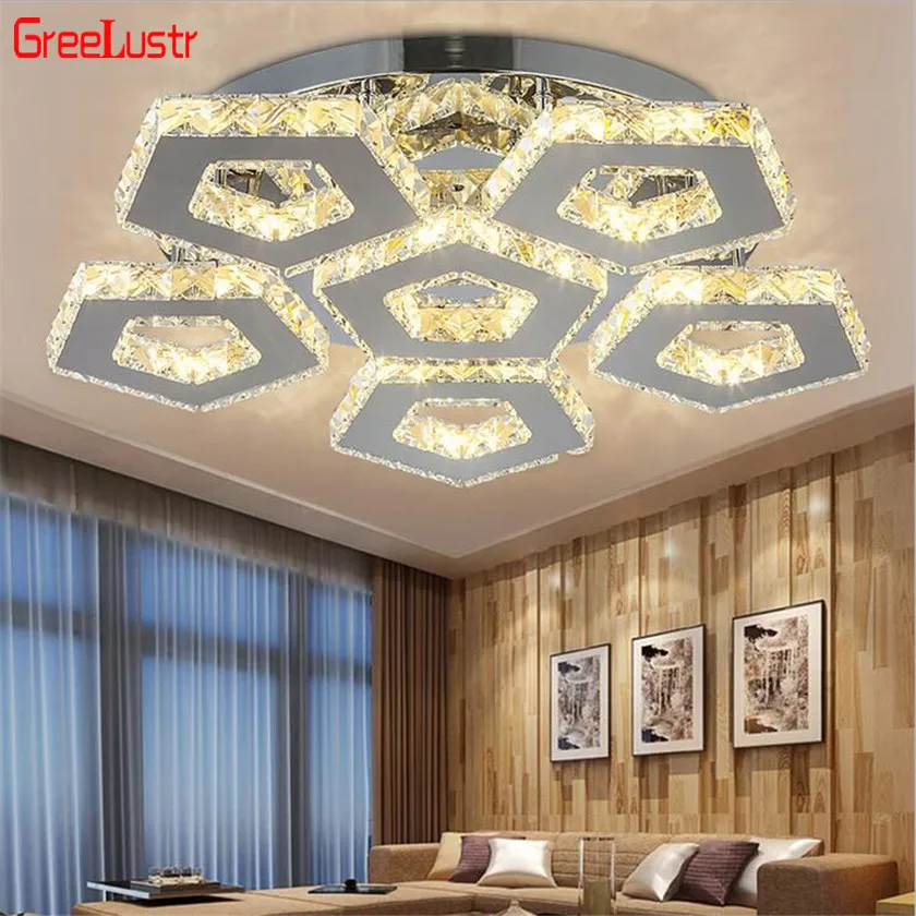 Lámpara de techo LED de cristal para sala de estar, 110v-260v, k9