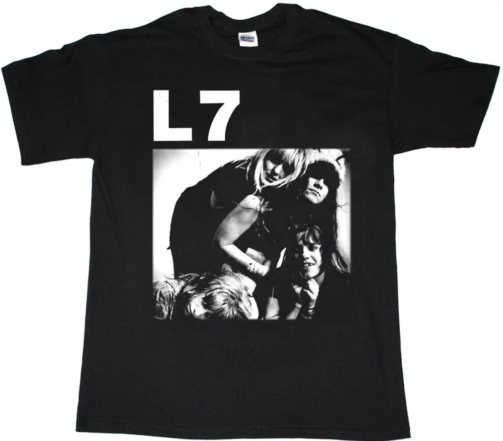 

L7 BAND MENS BLACK T SHIRT ALTERNATIVE METAL BABES IN TOYLAND 7 YEAR BITCH HOLE