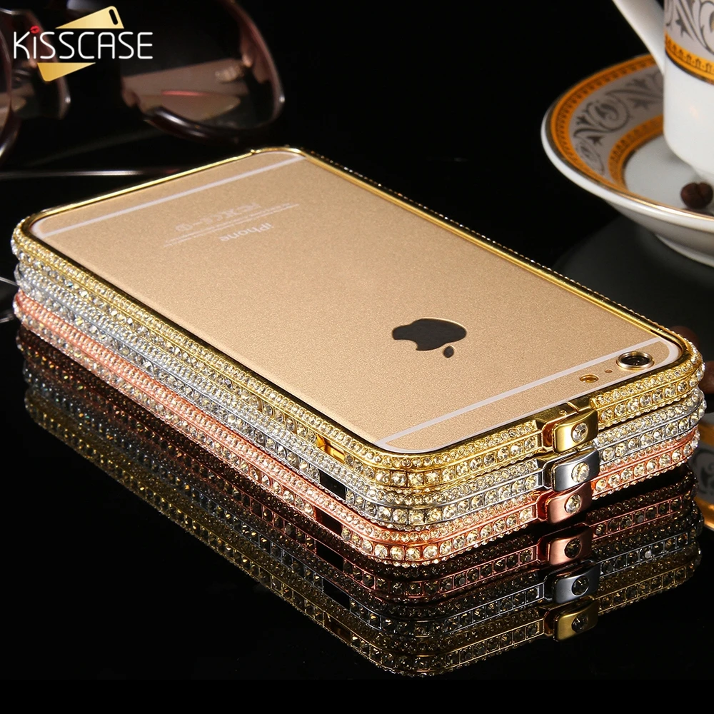 

Shiny Rhinestone Bumper For iPhone 6 4.7 / Plus 5.5 Deluxe Glitter Hard Aluminum Metal Diamond Mobile Phone Case Cover Fashion