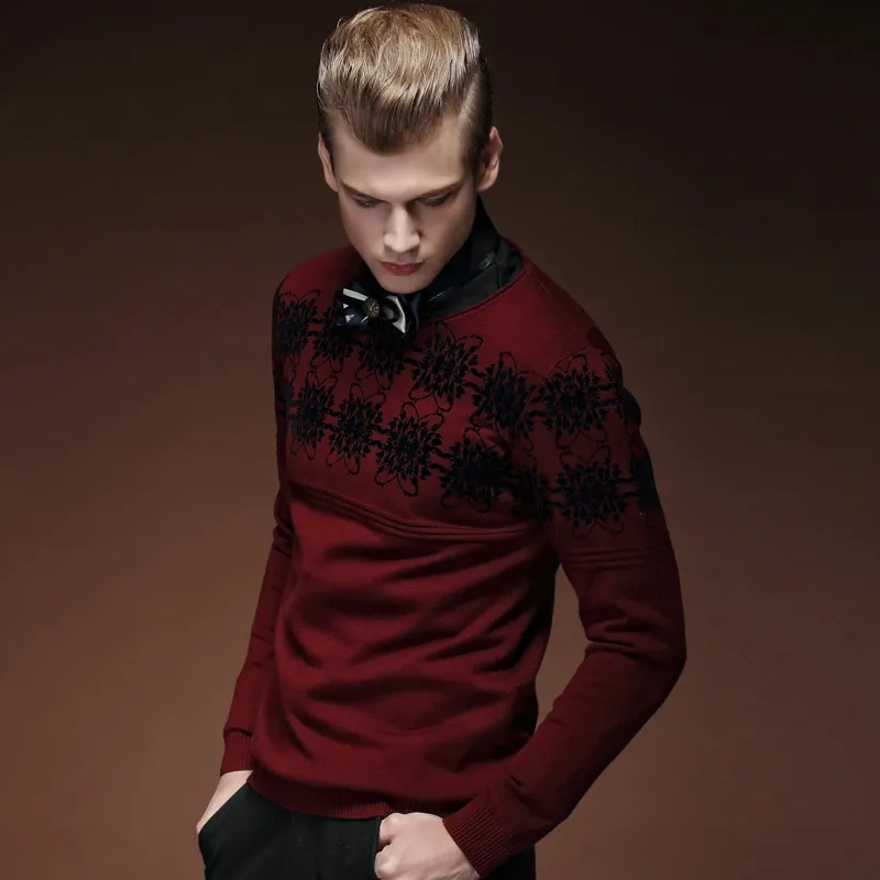 Мужской Для мужчин; модные повседневные весенние новинка Для мужчин красный вязаный свитер тонкий Для мужчин 15503 распродажа