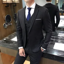 Осенняя и зимняя одежда с отворотами в полоску; Мужская одежда для отдыха с одной пряжкой; костюм из двух предметов