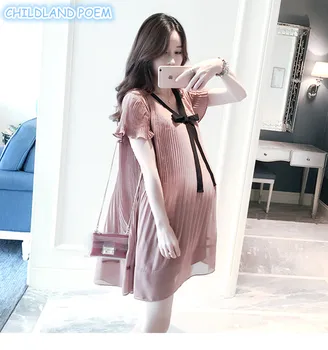 

Maternity Dresses Summer Ruffle Chiffon Pregnancy Dress Elegant Women Maternity Pregnant Clothes Dress For Pregnancy