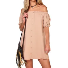 Женское летнее сексуальное платье с открытыми плечами и рукавом средней длины, Повседневное платье-рубашка, пляжный сарафан размера плюс, Платья для вечеринок 4XL Vestidos