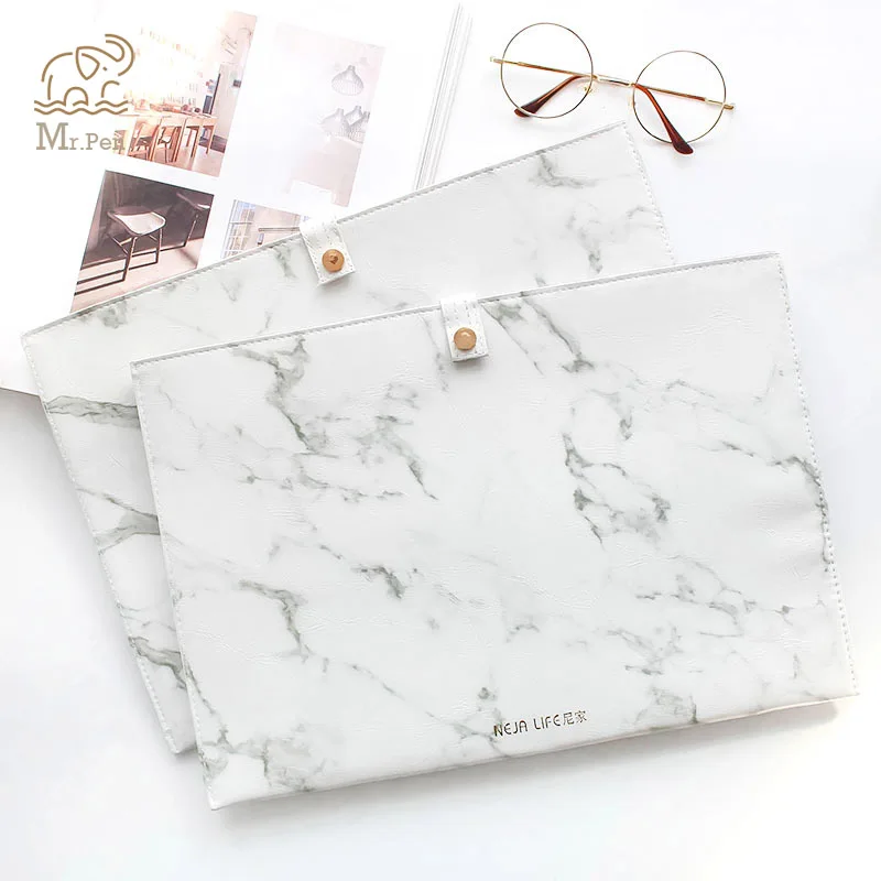

Nordic Marble File Folder A4 Document Bag Pu Leather Waterproof Folder Paper Organizer Case Expanding Files Office Stationery