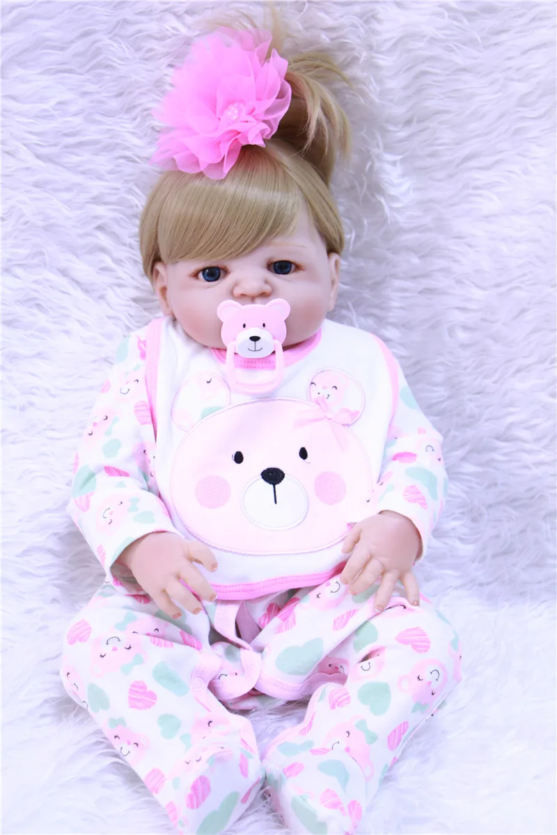 22 "/55 см полный силикона reborn baby doll новорожденных детей купаться игрушка сном playmate как прекрасный подарок на день рождения bonecas кукла