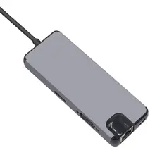 USB C концентратор HDMI VGA Ethernet Lan RJ45 адаптер для Macbook Pro, type C концентратор карт-ридер 2 USB 3,0+ type-C зарядный порт