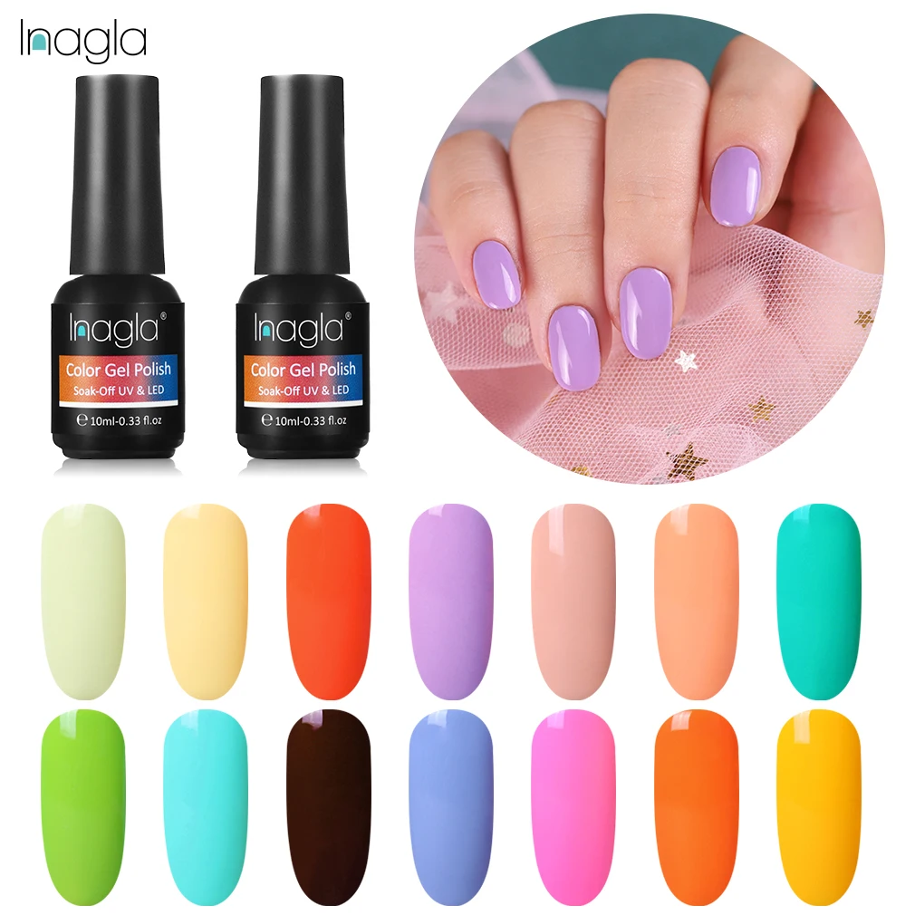 

Inagla 10ml Gel Polish Macaron 20 Gorgeous Candy Colors Soak Off UV LED Vernis Semi Permanent Varnish Gel Lacquer