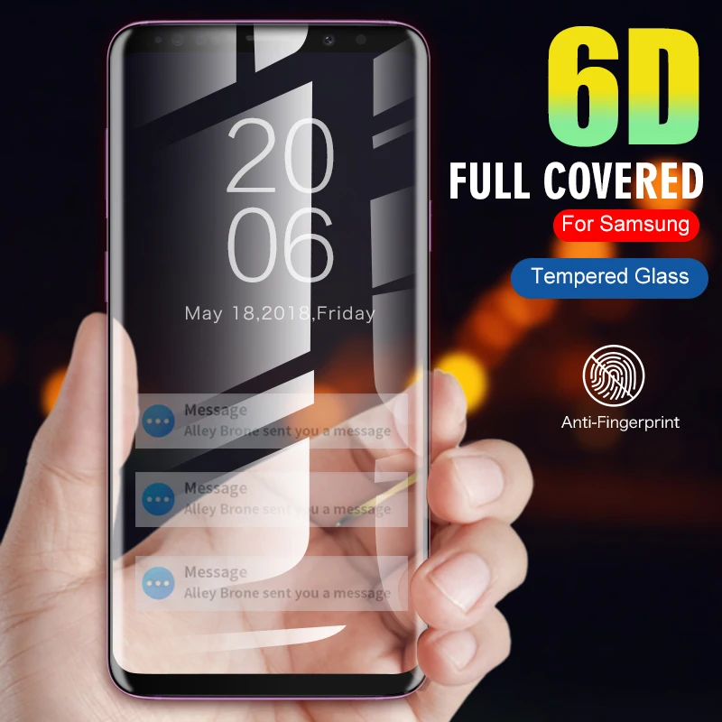 

Ultra-thin 6D Tempered Glass For Samsung S7edge S8 S9 Plus Note8 Full Screen Protective Glass Film For Samsung A6 A8 Plus 2018