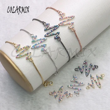 

10 pieces crystal wave bracelets rainbow zircon wave charm bracelets pendants rainbow jewelry for women gift 5417