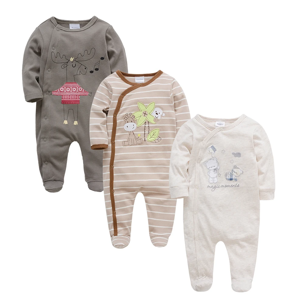 Kavkas/одежда для малышей; лето-осень г.; хлопковая одежда с длинными рукавами и рисунком медведя; костюм для новорожденных мальчиков и девочек; комбинезоны - Цвет: PY10864547