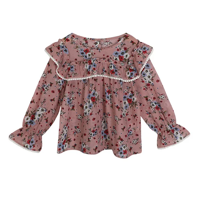 Buy Printed school little girl blouse big girls long sleeve tops blouse kids